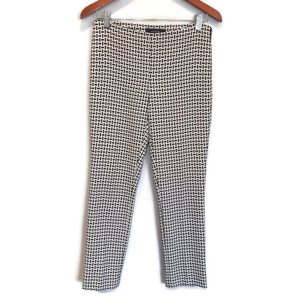 LE CHATEAU Weave Pattern High Waist Ankle Pants Slim Trousers Stretch